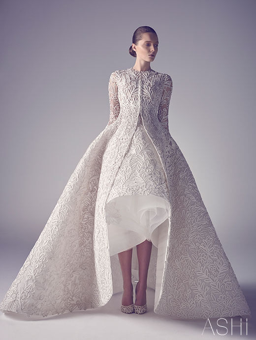 Rent ASHI STUDIO Long Sleeve Floral Wedding Dress in Dubai - Designer 24